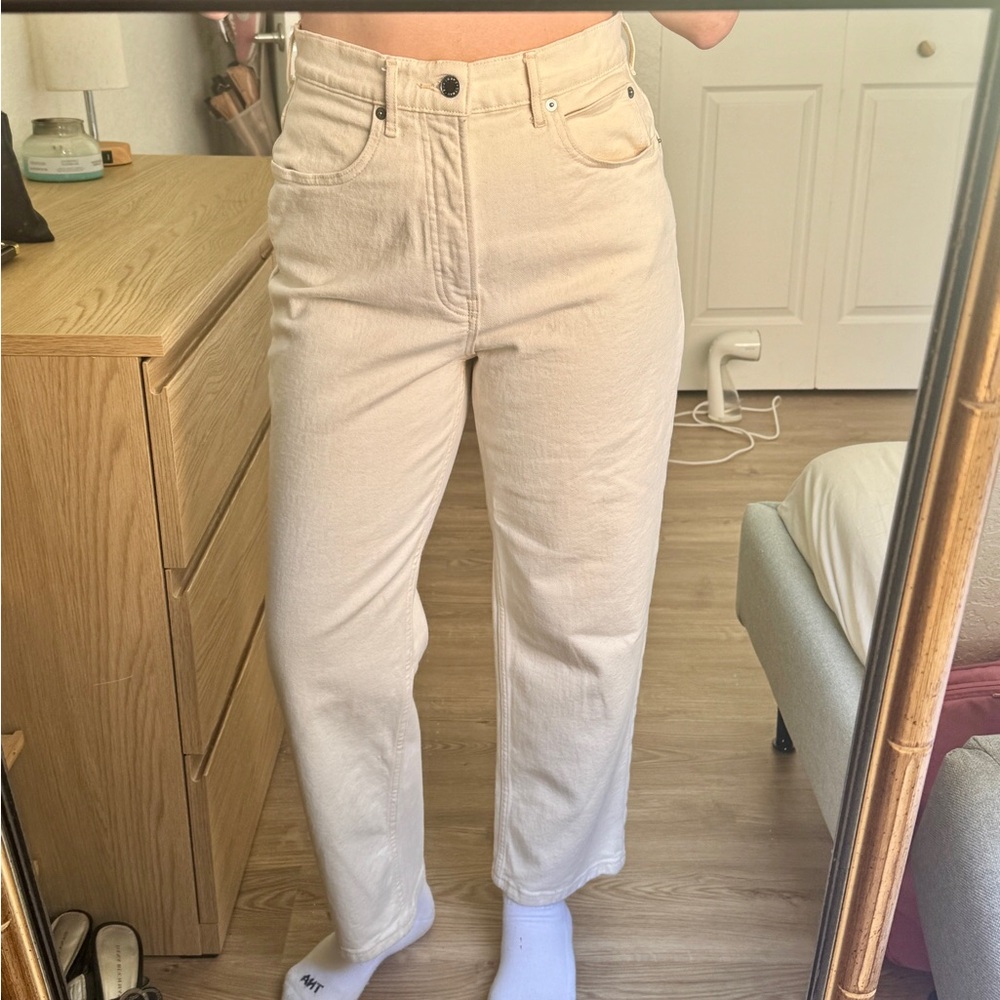 Everlane High-Waist Straight Leg Cream Jeans- Size 28 - Picture 7 of 16